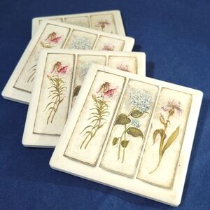 Floral Coaster Set w cork back